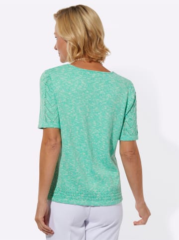 WITT WEIDEN Ajourpullover in blaugrün-ecru-meliert