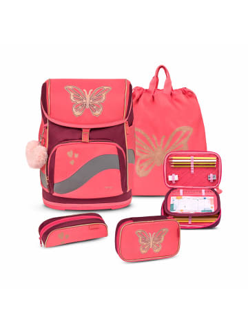 Belmil Rucksack Smarty Plus Premium Schulranzen Set 4-teile Coral Federtasche 7 Jahre