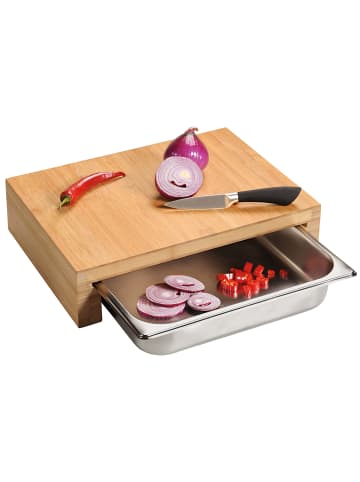 Kesper Schneidebrett aus Bambus, mit Auffangschale in Braun, 37,5 x 27,5 cm