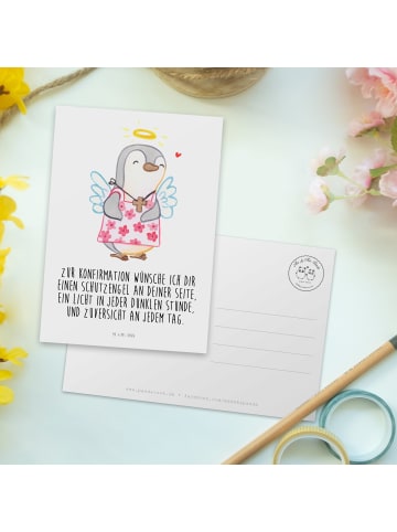 Mr. & Mrs. Panda Ansichtskarte Pinguin Konfirmation mit Spruch in Weiß