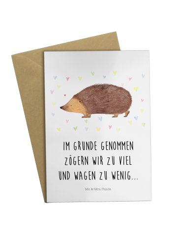 Mr. & Mrs. Panda babykarte Igel Herzen mit Spruch in Weiß