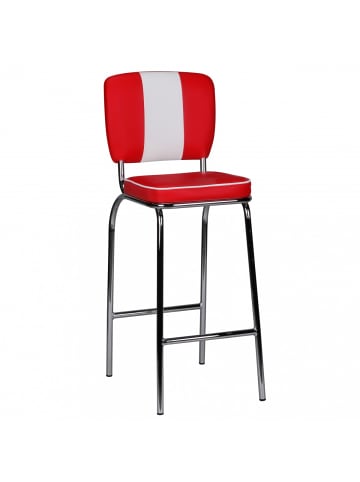 KADIMA DESIGN Barstuhl American Diner 50er Jahre Retro Weiß in Rot