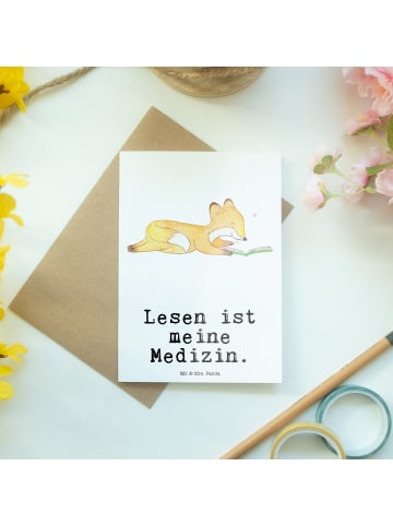 Mr. & Mrs. Panda Grußkarte Fuchs Lesen mit Spruch in Weiß