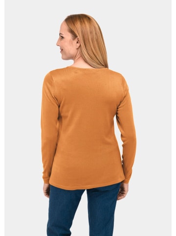 GOLDNER Kurzgröße:  Unkomplizierter Pullover mit V-Ausschnitt in safrangelb