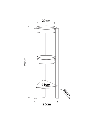 en.casa Pflanzständer Sastamala in Beige (H)78cm (B)25cm (T)25cm