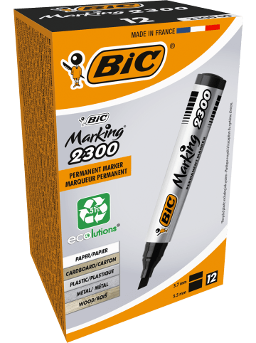 Bic Marking 2300 Permanent Marker, in Schwarz, Wasserfester Stift auch für Karton