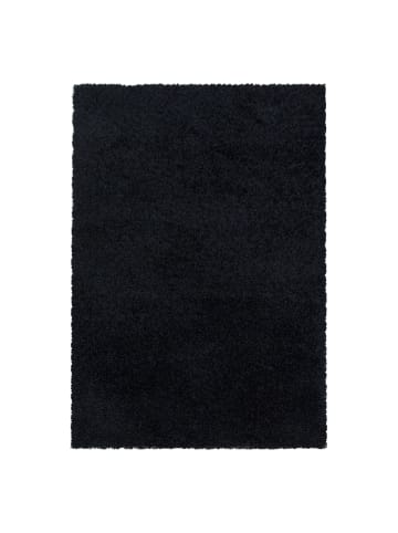 KADIMA DESIGN Teppich Hochflor Shaggy Waschbar Einfarbig SPREE Strapazierfähig in Schwarz