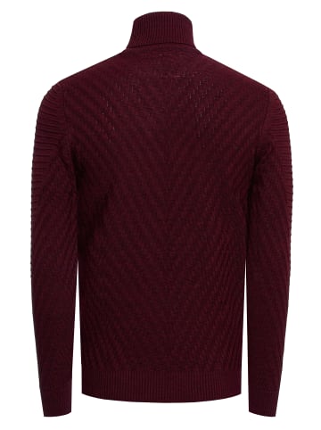 Rusty Neal Feinstrick mit V-Muster Rollkragen-Pullover in Weinrot