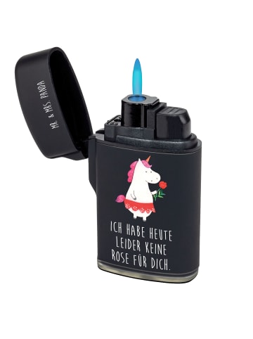 Mr. & Mrs. Panda Feuerzeug Einhorn Dame mit Spruch in Schwarz