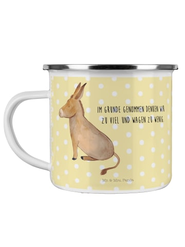 Mr. & Mrs. Panda Emaille Tasse Esel mit Spruch in Gelb Pastell