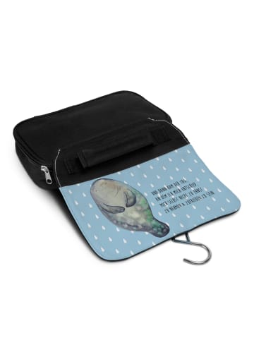 Mr. & Mrs. Panda Kulturtasche Seekuh Happy mit Spruch in Blau Pastell