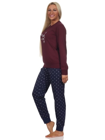NORMANN Schlafanzug Pyjama Bündchen langarm Winter Optik - 88787 in rot