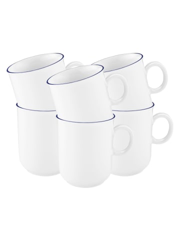 Seltmann Weiden 6er Set Henkelbecher Compact Blaurand 250 ml in weiß-blau