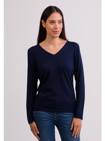 CASH-MERE.CH V-Ausschnitt Pullover in Marine Blau