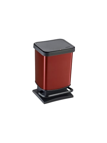 Rotho Paso Mülleimer 20l mit Deckel, Kunststoff (PP) in Rot metallic