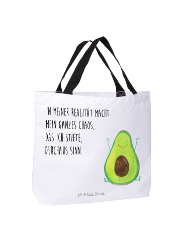 Mr. & Mrs. Panda Tote Bag Avocado Glücklich mit Spruch in Weiß