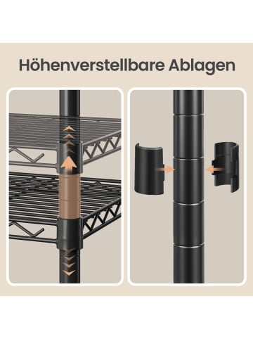 SONGMICS Standregal Dalten in Schwarz - (B)60 x (H)161 x (T)30 cm