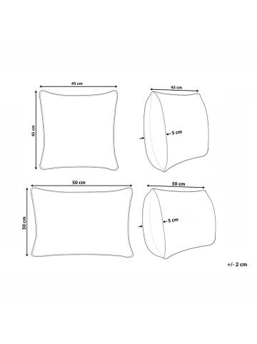 Beliani 2er-Set Dekokissen INTSIA in Beige/Weiß