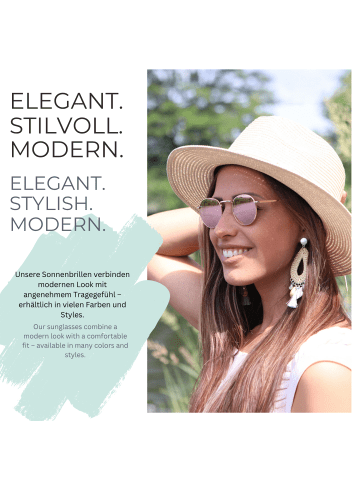 styleBREAKER Sonnenbrille in Gold / Blau verspiegelt