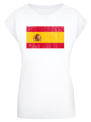 F4NT4STIC T-Shirt Spain Spanien Flagge distressed in weiß