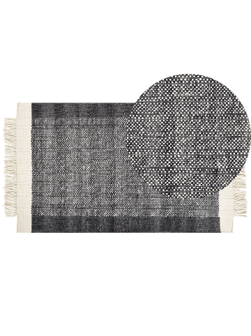 Beliani Kurzflor ATLANTI in Weiß/Schwarz - (W) 80 x (H) 1 x (L) 150 cm