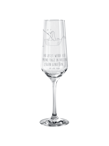 Mr. & Mrs. Panda Sektglas Pinguin Angelboot mit Spruch in Transparent