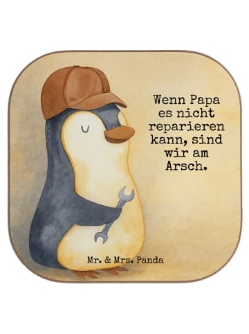 Mr. & Mrs. Panda Holzuntersetzer Wenn Papa es nicht reparieren k... in Weiß