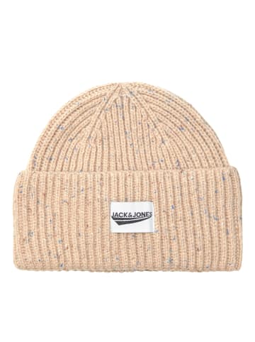 Jack & Jones Gerippte Mütze Winter Beanie Kopfbedeckung JACIVAR in Beige