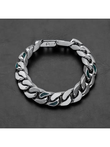 Holzkern Herrenarmband Edelstahl Bodyguards Türkis/Silberfarben