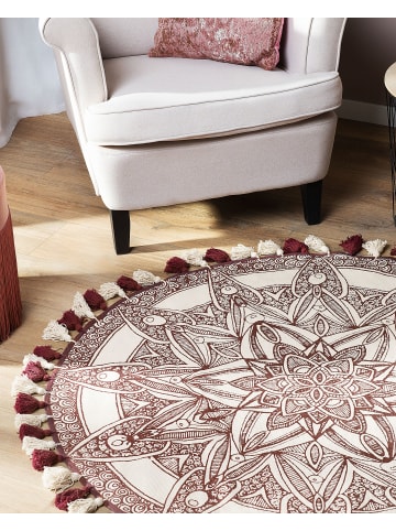 Beliani Kurzflor OLTU in Rot/Beige - (W) 120 x (H) 3 x (L) 120 cm