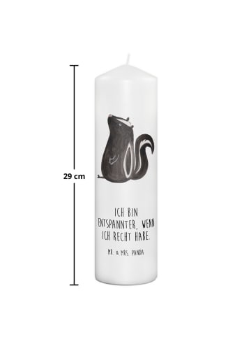 Mr. & Mrs. Panda Wachskerze Stinktier Sitzen mit Spruch in Weiß