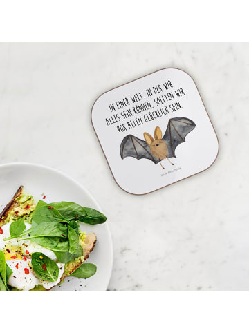 Mr. & Mrs. Panda Untersetzer Quadratisch Fledermaus Flügel mit S... in Weiß