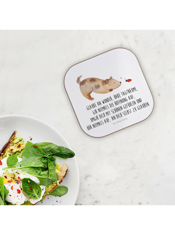 Mr. & Mrs. Panda Tassen Untersetzer Hund Marienkäfer mit Spruch in Weiß