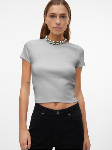 Vero Moda Shirt 2er-Set Enger Schnitt Rundhals Kurzarm T-Shirt in Grau