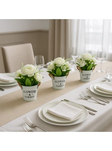 relaxdays 3x Kunstblumen in Weiß