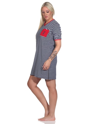 NORMANN Frottee Kurzarm Nachthemd Strandkleid in marine