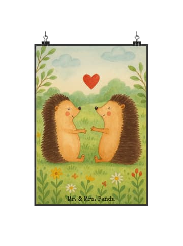 Mr. & Mrs. Panda Wandbild Igel Liebe Design ohne Spruch in Weiß
