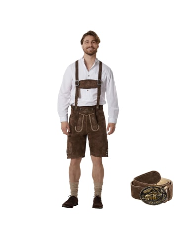 tectake Kurze Lederhose Jakob in dunkelbraun