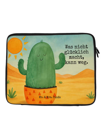 Mr. & Mrs. Panda Laptop Tasche Kaktus Sonne Design mit Spruch in Weiß