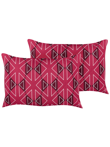 Beliani 2er-Set Gartenkissen MEZZANO in Rosa/Weiß