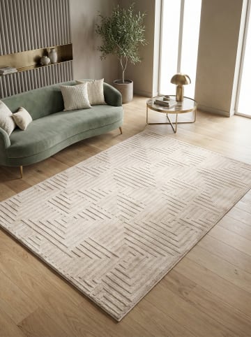 KADIMA DESIGN Teppich Kurzflor Waschbar 3D ILLER Strapazierfähig OEKO-TEX in Beige