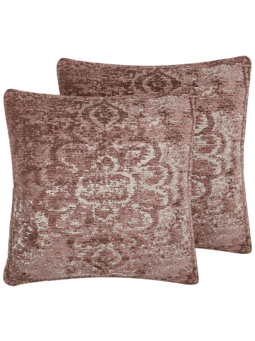 Beliani 2er-Set Dekokissen VAKAYAR in Rosa