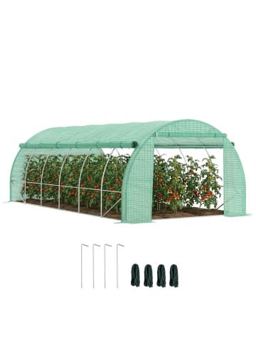 Outsunny Foliengewächshaus,597L x 300B x 200H cm,Grün