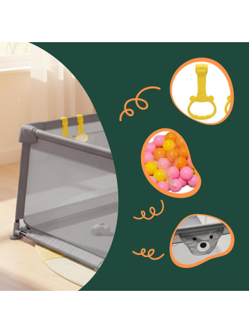 relaxdays Laufstall in Grau - (B)120 x (H)65 x (T)180 cm