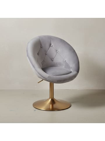 KADIMA DESIGN Loungesessel | 360° Drehbar, Samt, 67x80-100x62cm in Grau