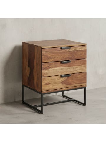 KADIMA DESIGN Nachttisch Massivholz / Metall 50x40x65 cm Nachtschrank