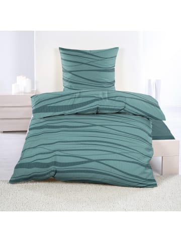 Casa Colori Seastar Casa Colori Microfaser Seersucker Bettwäsche - Linien  in grün