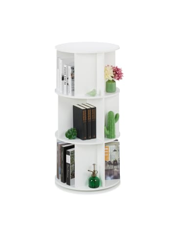 relaxdays Bücherregal in Weiß - (H)104 cm x Ø 50 cm