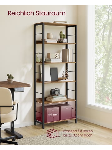 VASAGLE Bücherregal Barnet in Vintagebraun-Schwarz - (B)60 x (H)178 x (T)30 cm