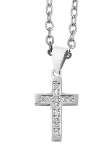 Adeliás Damen Anhänger – Kreuz Kreuzanhänger aus 925 Silber mit Zirkonia in silber